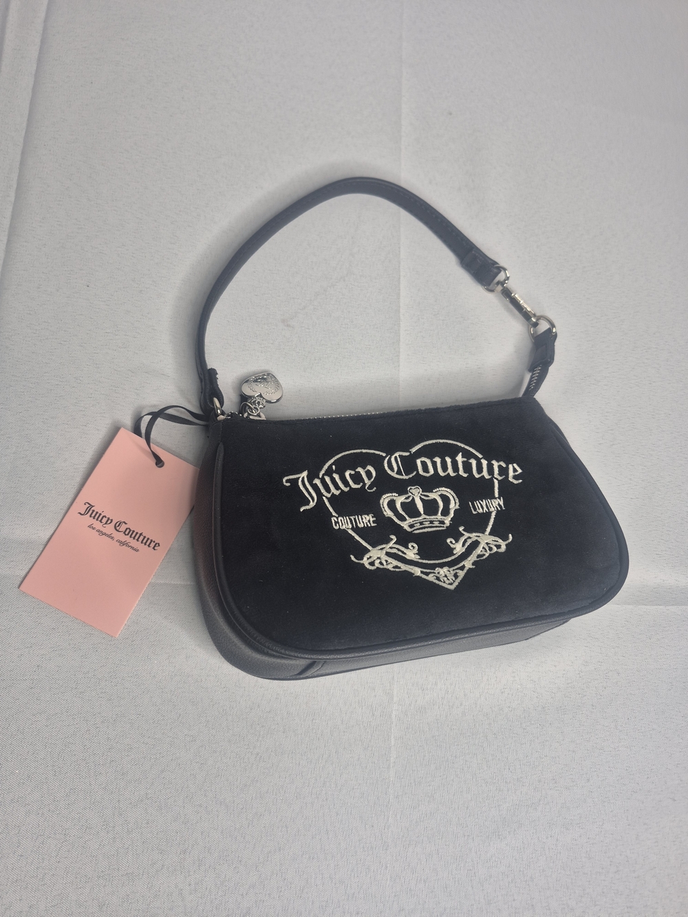 Juicy Couture Mini Black Velvet Logo Shoulder Bag NWT - Picture 6 of 10